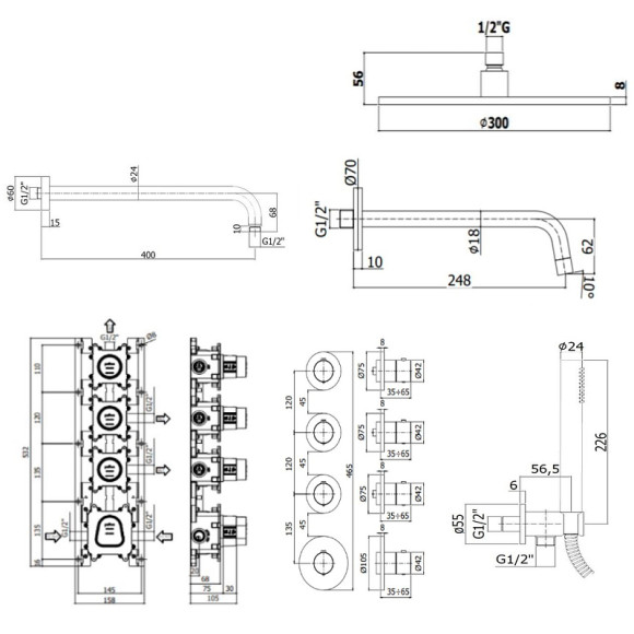 Душевая система Paffoni Modular Box KITMB019NO046KING с термостатом Черная матовая Душевая система Paffoni Modular Box KITMB019NO046KING с термостатом Черная матовая