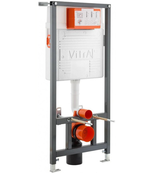 Комплект унитаза с инсталляцией Vitra Metropole 9820B003-7201 с сиденьем Микролифт и клавишей смыва Хром матовый Комплект унитаза с инсталляцией Vitra Metropole 9820B003-7201 с сиденьем Микролифт и клавишей смыва Хром матовый