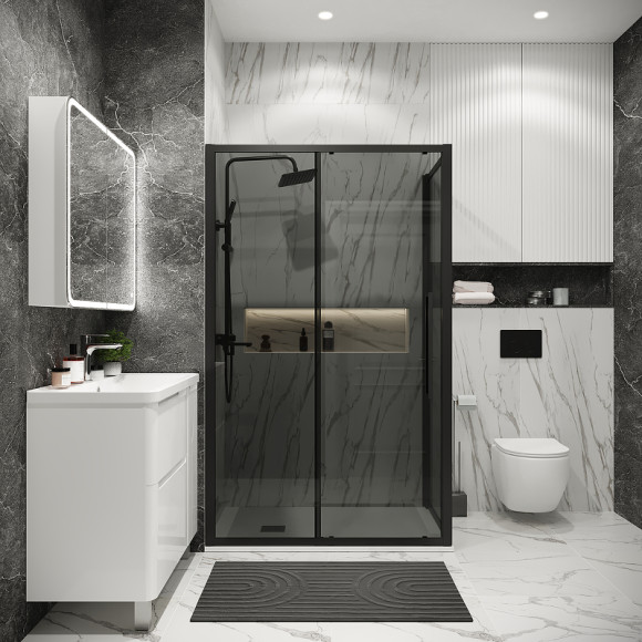 Душевой уголок Grossman Cosmo 100х80 120.K33.02.1080.21.10 профиль Черный матовый стекло тонированное