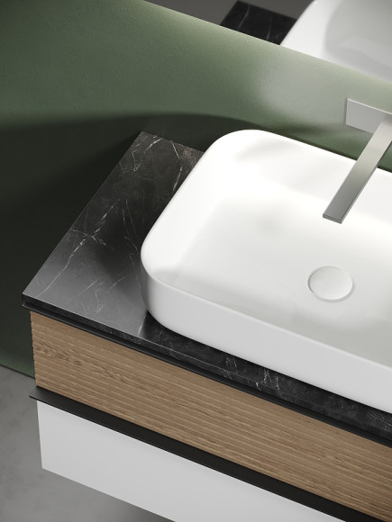 Тумба под раковину Sancos Delta 100 DL100W подвесная Дуб светлый Белая