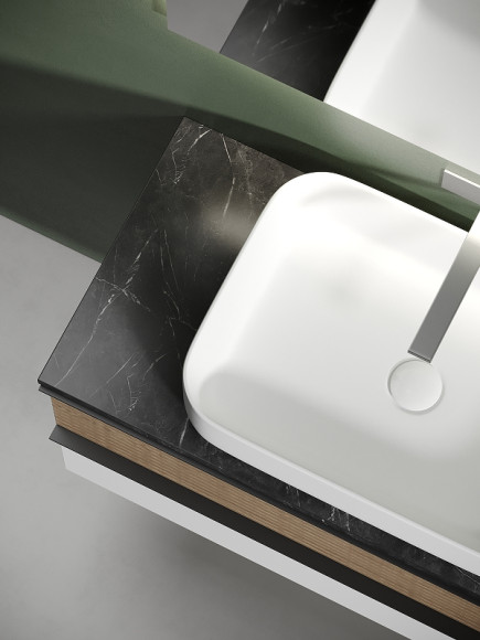 Тумба под раковину Sancos Delta 100 DL100W подвесная Дуб светлый Белая