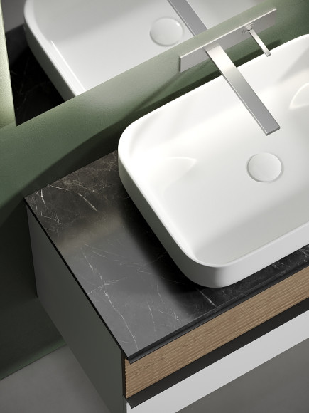 Тумба под раковину Sancos Delta 100 DL100W подвесная Дуб светлый Белая