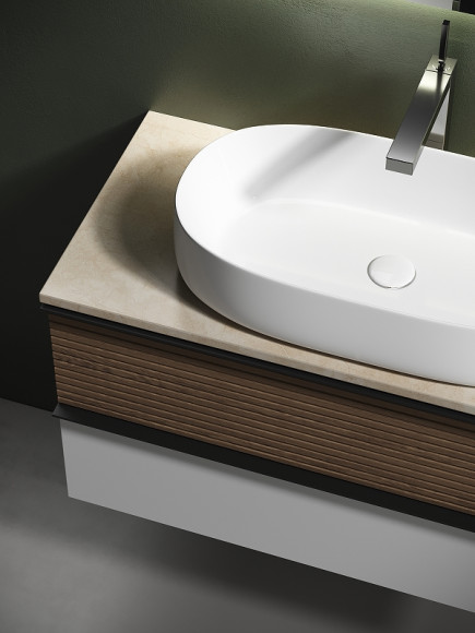 Тумба под раковину Sancos Delta 100 DL100W подвесная Дуб светлый Белая