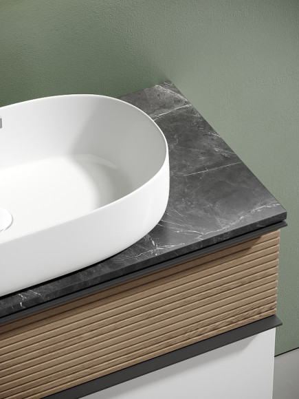 Тумба под раковину Sancos Delta 100 DL100W подвесная Дуб светлый Белая