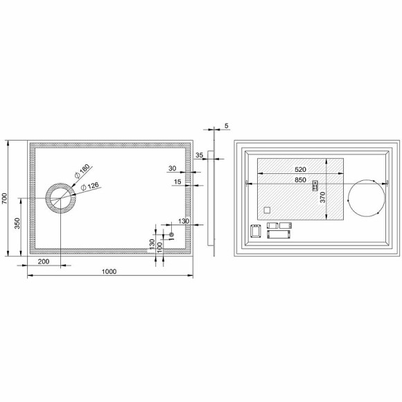 Зеркало Esbano 100 ESMI3429KDF с подсветкой с сенсорным выключателем и подогревом