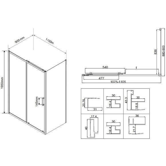 Душевой уголок Vincea City 110x90 VSR-5CT9011CLB профиль Черный стекло прозрачное Душевой уголок Vincea City 110x90 VSR-5CT9011CLB профиль Черный стекло прозрачное