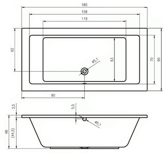 Акриловая ванна Riho Lusso 180x90 B026001005 (BA7700500000000) без гидромассажа Акриловая ванна Riho Lusso 180x90 B026001005 (BA7700500000000) без гидромассажа