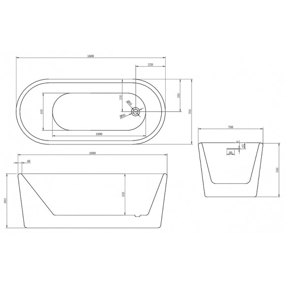 Акриловая ванна Abber 160х70 AB9272-1.6 без гидромассажа