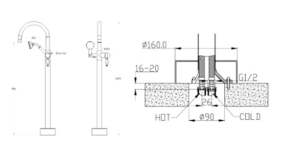 Смеситель для ванны Boheme Imperiale 289-SW Золото