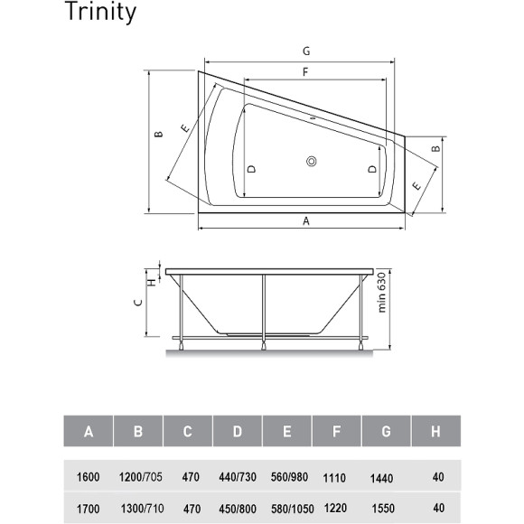 Акриловая ванна Vayer Trinity 170x130 R Гл000006819 без гидромассажа Акриловая ванна Vayer Trinity 170x130 R Гл000006819 без гидромассажа
