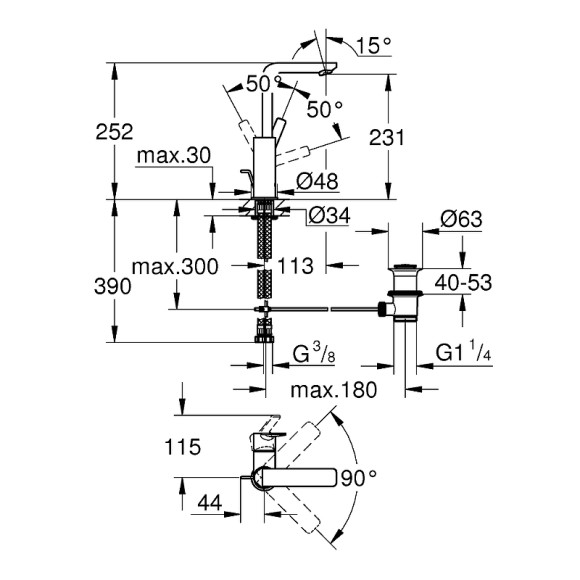 Смеситель для раковины Grohe Lineare New 23296DC1 Суперсталь Смеситель для раковины Grohe Lineare New 23296DC1 Суперсталь
