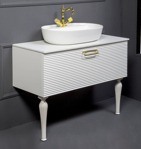 Тумба под раковину Boheme Armadi Art Vallessi Avangarde Linea 100 842-100-WG подвесная Белая Золото