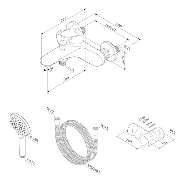 Смеситель для ванны AM.PM Like F8015000 Хром Смеситель для ванны AM.PM Like F8015000 Хром