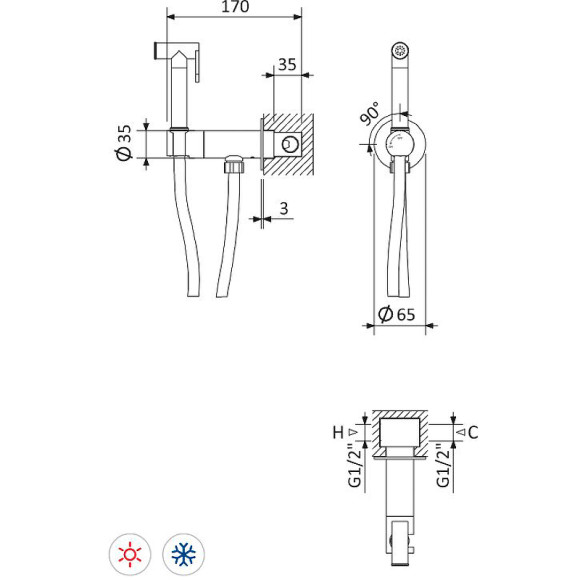 Гигиенический душ со смесителем Cezares Leaf LEAF-DIF-SS Sunset Гигиенический душ со смесителем Cezares Leaf LEAF-DIF-SS Sunset