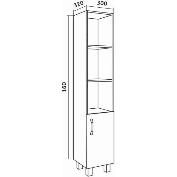 Шкаф пенал Grossman Флай 30 R 303002 Дуб сонома Серый