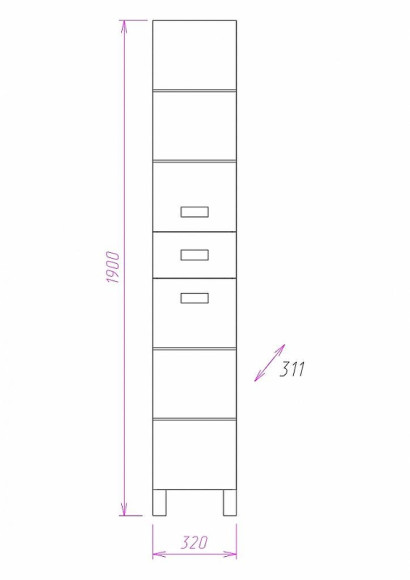 Шкаф пенал Onika Балтика 32.11 403214 Белый
