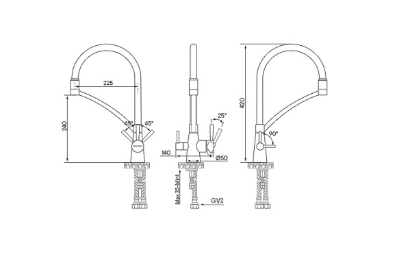 Смеситель для кухни Paulmark Siegen Si213111-G Золото Смеситель для кухни Paulmark Siegen Si213111-G Золото