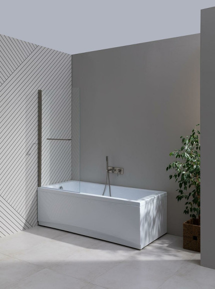 Шторка на ванну Allen Brau Priority 80 3.31024.BA профиль Серебро браш стекло прозрачное Шторка на ванну Allen Brau Priority 80 3.31024.BA профиль Серебро браш стекло прозрачное