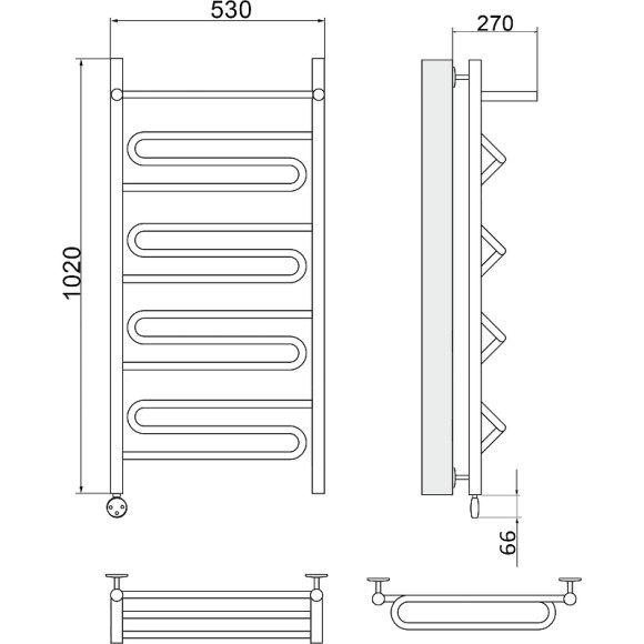 Электрический полотенцесушитель Ника Curve ЛZ ВП 100/50 с полкой Хром Электрический полотенцесушитель Ника Curve ЛZ ВП 100/50 с полкой Хром