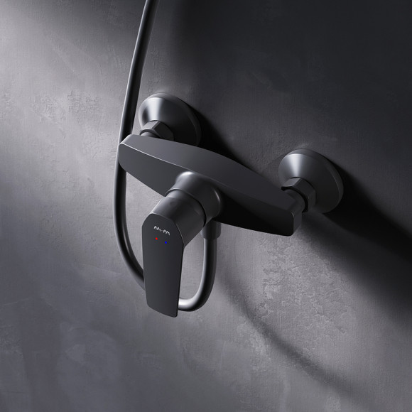 Комплект душевого уголка с душевой системой и аксессуарами AM.PM Gem S 90x90 WK93EP профиль Черный матовый стекло прозрачное Комплект душевого уголка с душевой системой и аксессуарами AM.PM Gem S 90x90 WK93EP профиль Черный матовый стекло прозрачное