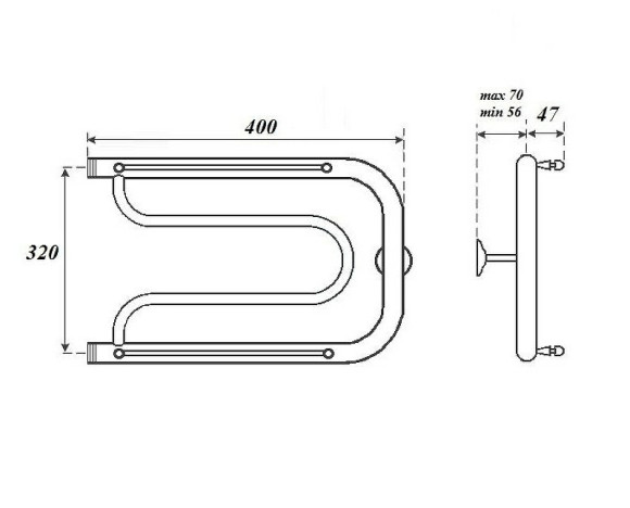 Водяной полотенцесушитель Point Фокстрот PN21334P 320x400 с полкой Хром Водяной полотенцесушитель Point Фокстрот PN21334P 320x400 с полкой Хром