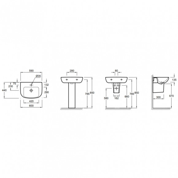 Раковина Jacob Delafon Odeon Up 60 E4700-00 Белая