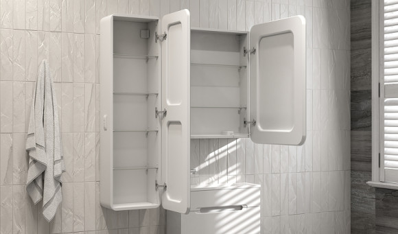 Зеркальный шкаф Jorno Modul 60 Mol.03.60/P/W/JR с подсветкой Белый Зеркальный шкаф Jorno Modul 60 Mol.03.60/P/W/JR с подсветкой Белый