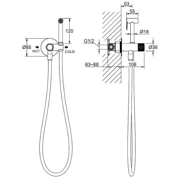 Гигиенический душ со смесителем Aquatek Бетта AQ1023CR Хром