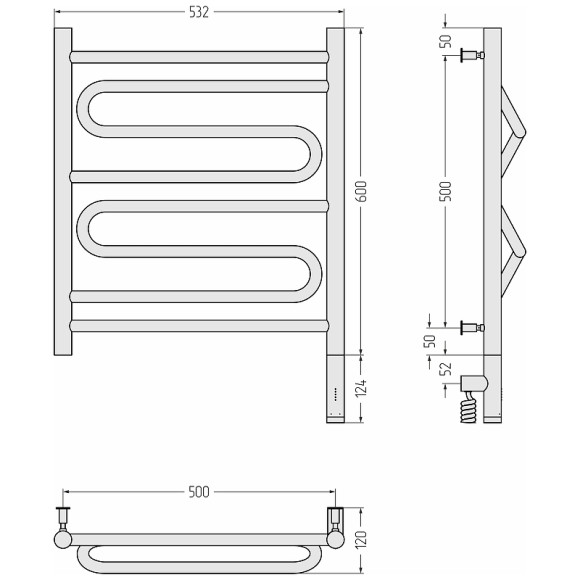 Электрический полотенцесушитель Сунержа Элегия 3.0 600x500 R 30-5819-6050 Белый матовый