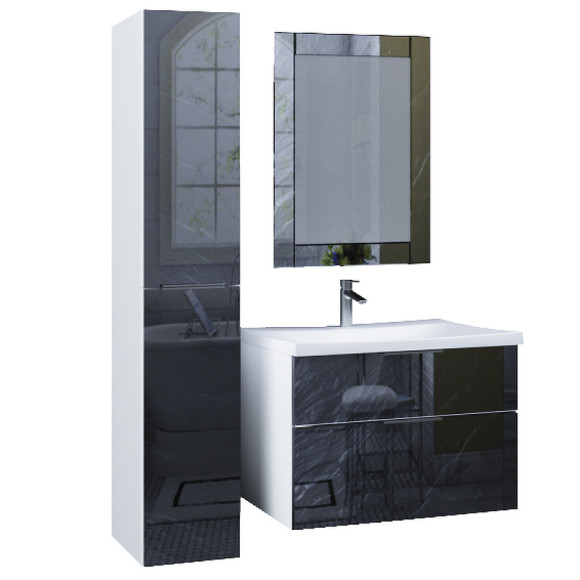 Тумба с раковиной Marka One Idalgo 75П У72786 подвесная Black stone Тумба с раковиной Marka One Idalgo 75П У72786 подвесная Black stone