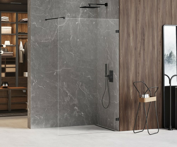 Душевая перегородка New Trendy Avexa Black 150 EXK-1974 профиль Черный стекло прозрачное