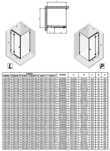 Душевой уголок New Trendy Avexa Black 90х100 L EXK-1578 профиль Черный стекло прозрачное Душевой уголок New Trendy Avexa Black 90х100 L EXK-1578 профиль Черный стекло прозрачное