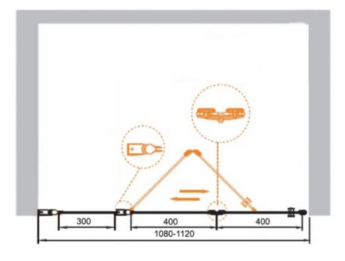 Душевая дверь в нишу Cezares Elena W-BS-13 110 ELENA-W-BS-13-30+40/40-C-Cr профиль Хром стекло прозрачное