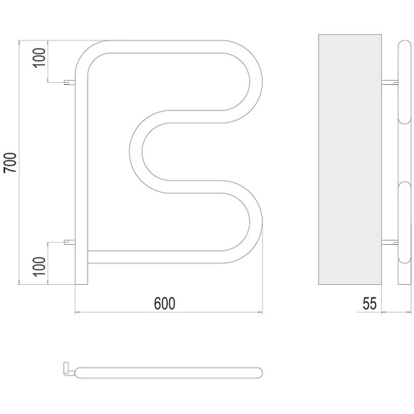 Электрический полотенцесушитель Terminus F-образный 600x600 4620768883897 поворотный Хром Электрический полотенцесушитель Terminus F-образный 600x600 4620768883897 поворотный Хром