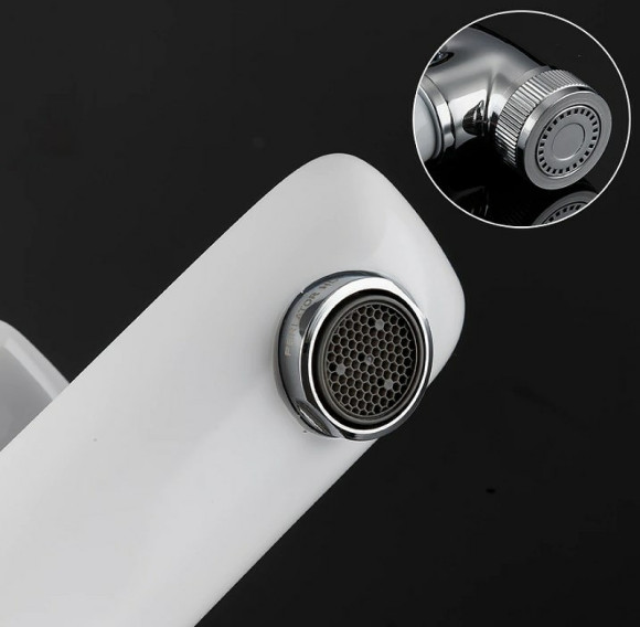 Смеситель для раковины Gappo G48 G1048-1 с гигиеническим душем Белый Хром