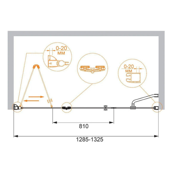 Душевая дверь Cezares Elena 130 ELENA-W-BS-13-40+45/45-C-Cr профиль Хром стекло прозрачное
