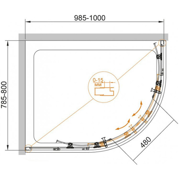Душевой уголок Cezares Eco 100х80 ECO-O-RH-2-100/80-C-Cr профиль Хром стекло прозрачное Душевой уголок Cezares Eco 100х80 ECO-O-RH-2-100/80-C-Cr профиль Хром стекло прозрачное