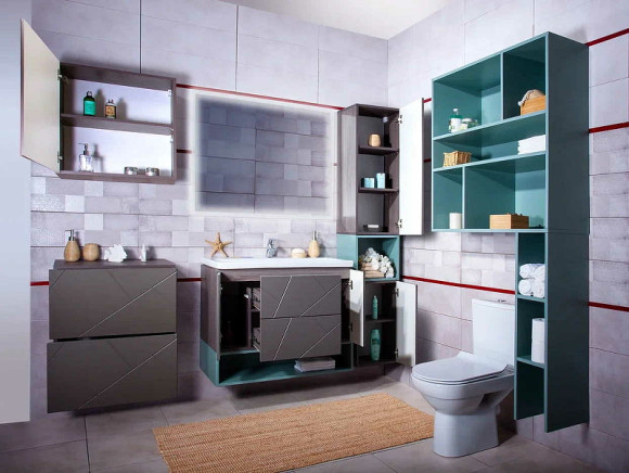 Тумба под раковину Бриклаер Кристалл 90 4627125414541 подвесная Софт Графит Ясень Анкор темный