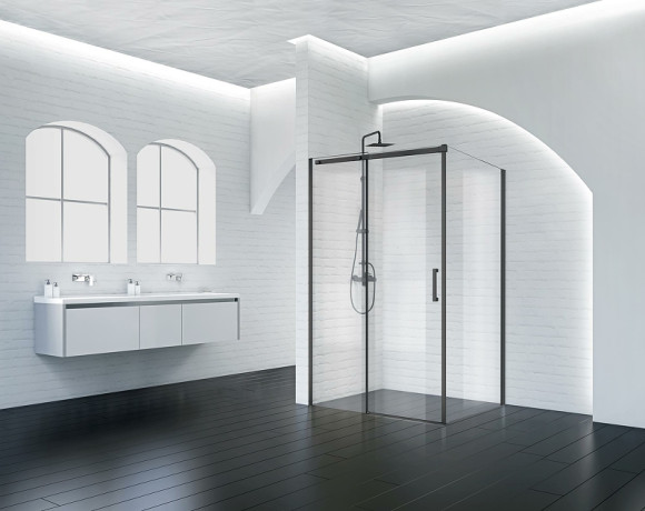 Душевой уголок BelBagno Acqua 130х90 ACQUA-AH-1-130/90-C-NERO профиль Черный стекло прозрачное