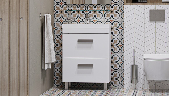 Тумба под раковину Velvex Orlando 60 tn.ORL.CLA.60.2Y Белая матовая