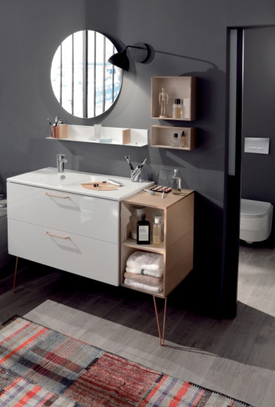 Тумба под раковину Jacob Delafon Odeon Rive Gauche 80 EB2522-R9-N18 подвесная Белая ручки Черные