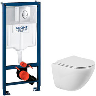 Комплект унитаза BelBagno Amanda BB051CHR+BB051SC с инсталляцией Grohe Rapid SL 38721001 с сиденьем Микролифт и клавишей смыва Хром Комплект унитаза BelBagno Amanda BB051CHR+BB051SC с инсталляцией Grohe Rapid SL 38721001 с сиденьем Микролифт и клавишей смыва Хром