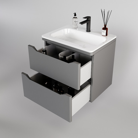 Тумба под раковину Style Line Марелла 70 Люкс Plus СС-00002409 подвесная Серый матовый антискрейтч Тумба под раковину Style Line Марелла 70 Люкс Plus СС-00002409 подвесная Серый матовый антискрейтч