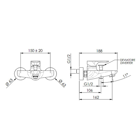 Смеситель для ванны Remer Infinity I05NPO Никель брашированный матовый Смеситель для ванны Remer Infinity I05NPO Никель брашированный матовый