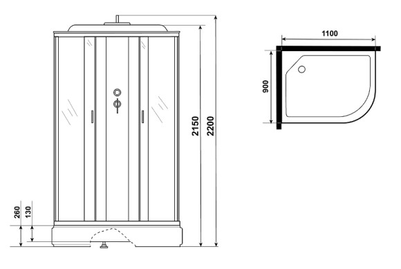 Душевая кабина Niagara Classic 120х90 L NG-33294-14LG с гидромассажем