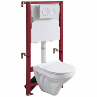 Комплект унитаза с инсталляцией RGW SW-60 68420460-01 с сиденьем Микролифт и Белой клавишей смыва