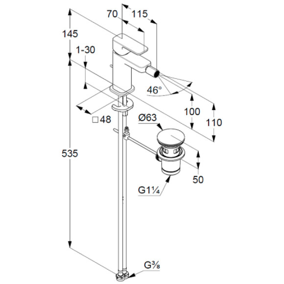 Смеситель для биде Kludi Renon 422165375 Белый матовый