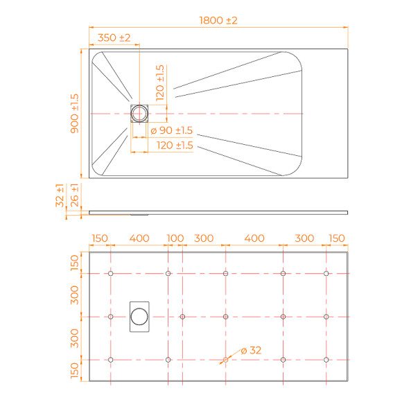 Душевой поддон из стеклопластика RGW TSS-W 180x90 553502918-01 Белый Душевой поддон из стеклопластика RGW TSS-W 180x90 553502918-01 Белый