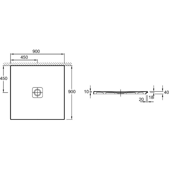 Керамический душевой поддон Jacob Delafon Replay 90х90 N140K-220 Белый Керамический душевой поддон Jacob Delafon Replay 90х90 N140K-220 Белый