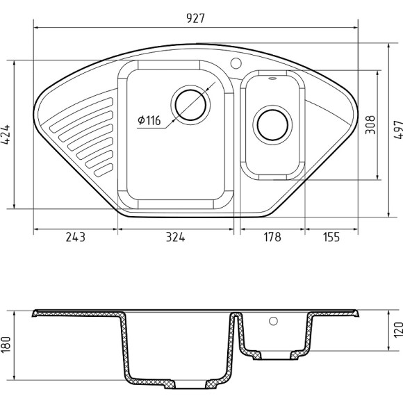 Кухонная мойка GranFest Quarz GF-Z14 Черная Кухонная мойка GranFest Quarz GF-Z14 Черная